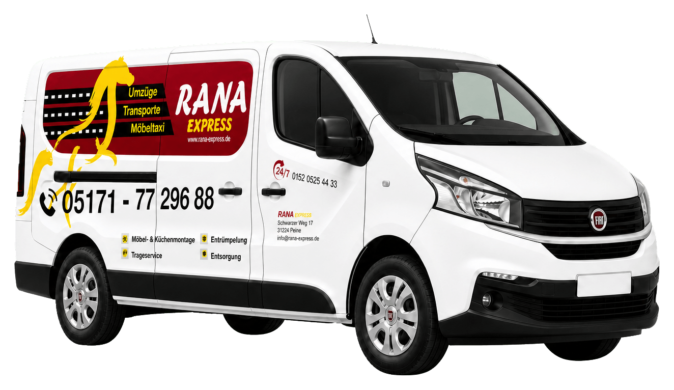 Kleiner Transporter von RANA Express in Dreiviertelansicht